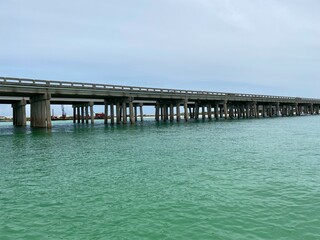 Fototapeta na wymiar bridge over the Gulf of Mexico water Florida 
