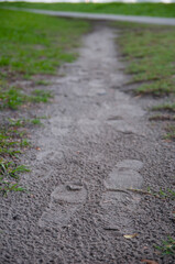 Shoe prints in sand path