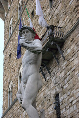 The David, scukpture made by Michelangelo Buonarrotti and located in Piazza della Signoria in Florence, Italy