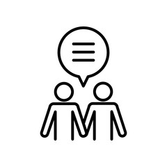 pictogram couple with speech bubble icon, line style