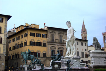 Neptune fountain located in Piazza della Signoria in Florence, Italy