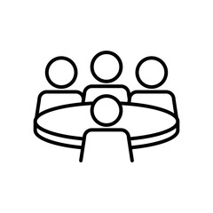 pictogram people gathered at the table, line style