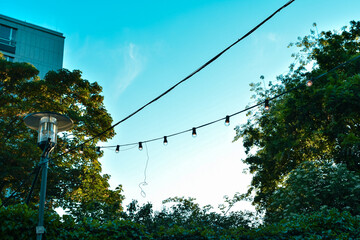 cable car in the sky. terrace in summer
