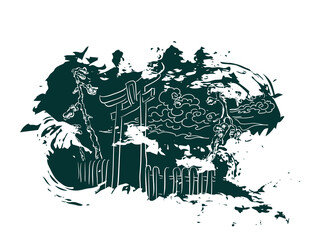 japanese chinese design sketch ink paint style texture modern design card