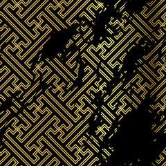 black gold geometric japanese chinese design sketch ink paint style texture modern design
