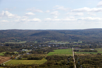 Fototapeta na wymiar aerial view of the countryside in the Annapolis Valley, Nova Scotia, Canada