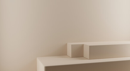 square stand cosmetic on pastel background,3d rendering