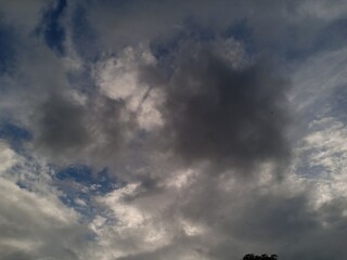 black and white clouds with blue sky