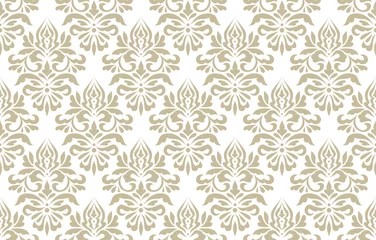 Wandcirkels tuinposter Vintage abstract pattern in damask style. Seamless vector background. White and gold texture. Elegance texture © kokoshka