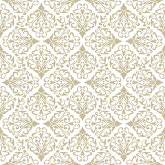 Vector vintage seamless floral damask pattern for wedding invitation or vintage abstract background. Elegance white and gold texture