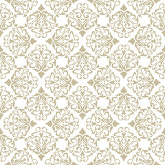 Vector vintage seamless floral damask pattern for wedding invitation or vintage abstract background. Elegance white and gold texture
