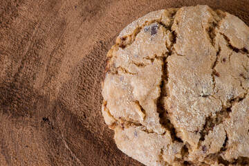 Traditional homemade cookies with chocolate chips.  Top view