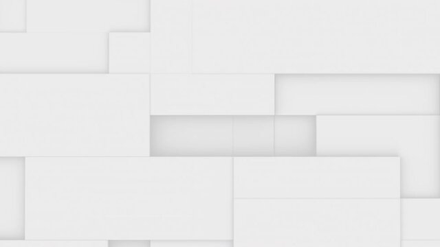Abstract square geometric surface animation. Clean minimal white squares. Random motion background Seamless loop 4K FullHD.  Seamless loop 4K
