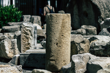 archaeological ruins of The medieval Limassol Castle situated near the old harbour in the heart of the historical centre of the city of Limassol in Cyprus 