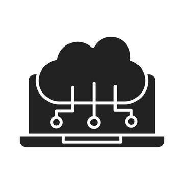 recommend clip art: cyber security and information or network protection laptop cloud computing data technology silhouette style icon