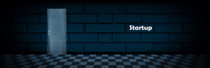 the closed door, motivation and startup concept, panoramic image