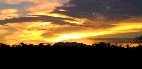 skyscape view of sun set with cloud