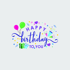 Happy Birthday.Beautiful greeting card scratched calligraphy. Handwritten modern brush lettering white background isolated vector