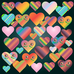 seamless pattern with colorful hearts