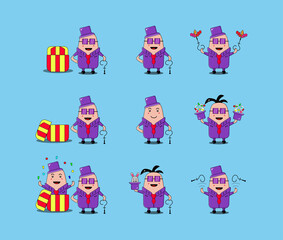 Magician doodles vector design set