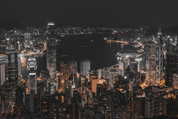 Fototapeta na wymiar Hong Kong City Night view from Peak;