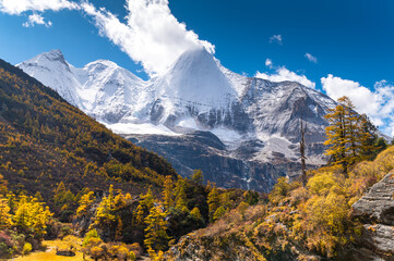Beautiful Autumn scene in Daocheng Yading National park, Sichuan, China