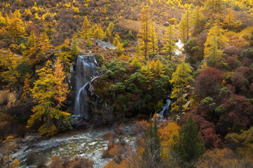 Beautiful Autumn scene in Daocheng Yading National park, Sichuan, China