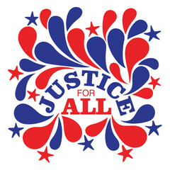 Vector illustration of Justice for all caption with design elements in national flag colors 