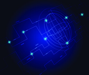 Digital image of light.Abstract futuristic hi-tech blue background. Abstract technology dark blue color background .Technology concept.