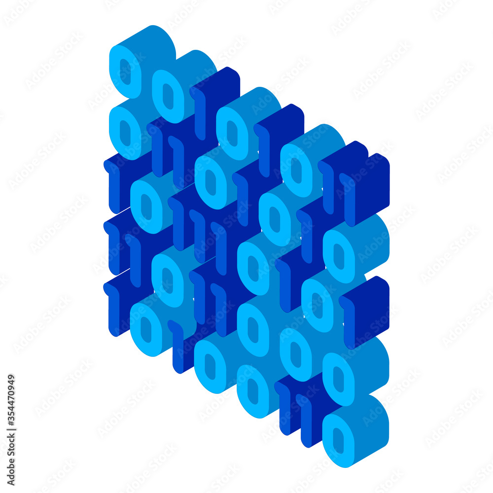 Poster streaming binary code matrix vector isometric sign. color isolated symbol illustration