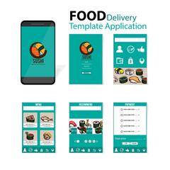 menu template application mobile sushi Japanese food delivery