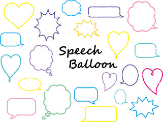 手描き風カラフルな吹き出しセット　