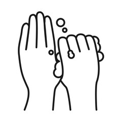 handwashing concept, hands with soap and water, line style