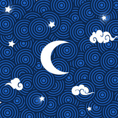 Vector night sky background stars and moon
