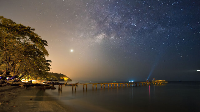 Milkyway galaxy stars view for cosmos background startrails