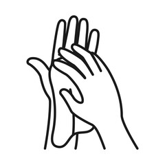 hands with towel icon, line style