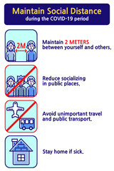 Obraz premium Maintain Social Distance during the COVID-19 period. Colored vector illustrations set.