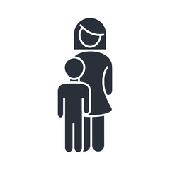 mother and little son feelings family day, icon in silhouette style