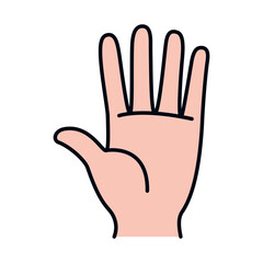 human hand icon, line and fill style