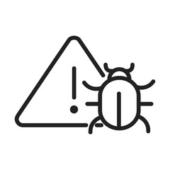 cyber security and information or network protection warning virus infection line style icon