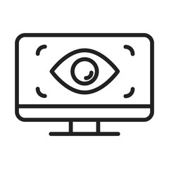 Obraz premium cyber security and information or network protection computer surveillance line style icon