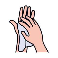 hands with towel icon, line and fill style