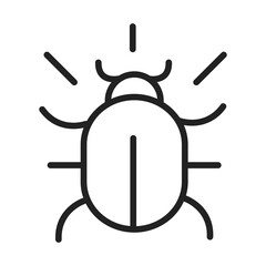 cyber security and information or network protection bug virus line style icon