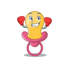 Mascot design of baby pacifier as a sporty boxing athlete