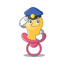 Police officer cartoon drawing of baby pacifier wearing a blue hat