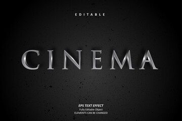 Cinema Title Black Text Effect Editable Premium Vector