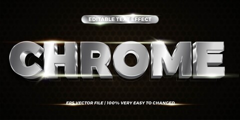 Text effect in 3d Chrome words, font styles mockup theme editable gradient metal silver and white color with light concept	