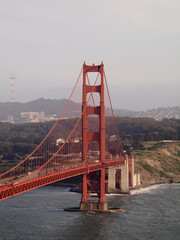 Aerial of Golden Gate Bridge, San Francisco Bay, and cityscape