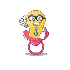 cartoon drawing of baby pacifier Businessman wearing glasses and tie