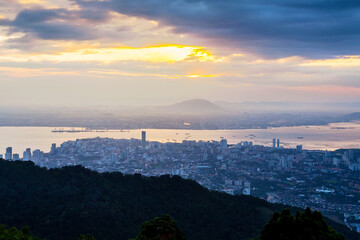 Fototapeta premium George Town City view from Penang Hill during dawn